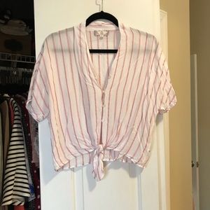 Pink and white striped tee